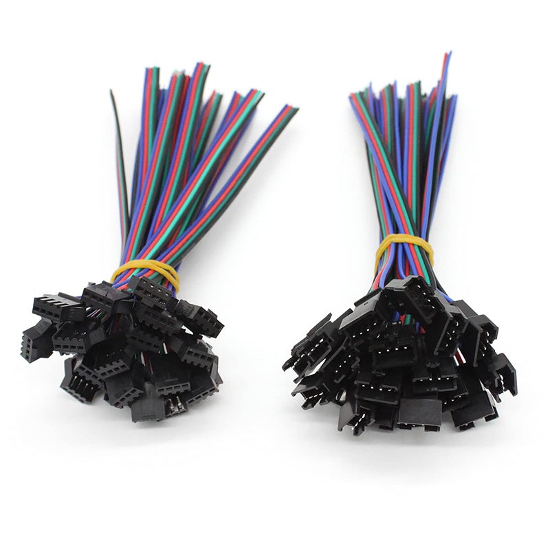 RGBZONE 20Pairs JST SM 4PIN Plug Male to Female EL Wire Cable Connector Adapter for 5050 3528 RGB LED Strip Light - Image 1